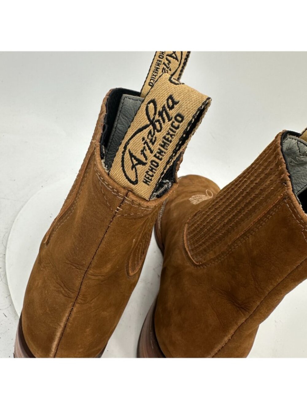 Arizona Men Size 11 Tan Leather Pull On Western Chelsea Ankle Boot - Picture 11 of 13